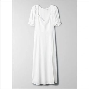 Aritzia Wilfred Tome Midi Dress Puff Sleeves Sweetheart Neckline White Size 00